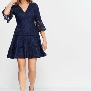 Eliza J NEW Lace Bell Sleeve Fit & Flare Dress 14